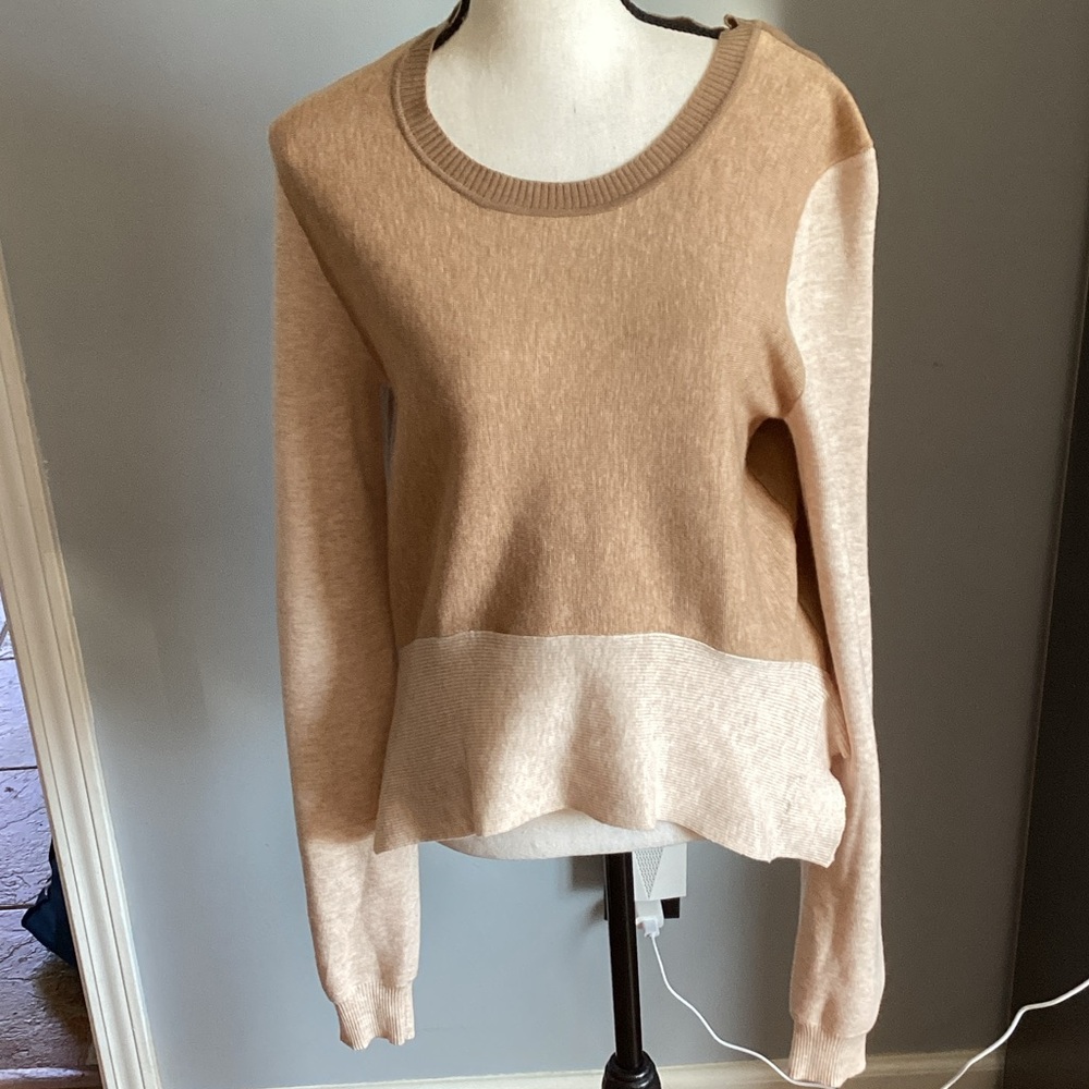 EUC TOME Collective Elegant Tan and Cream Women's Sweater